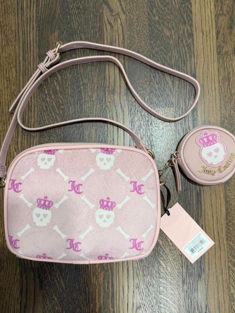 Juicy Couture “Haunted Couture” Double Pink Camera Crossbody Bag With Coin Purse